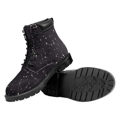 Black And White Zodiac Stars Print Work Boots
