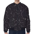 Black And White Zodiac Stars Print Zip Sleeve Bomber Jacket