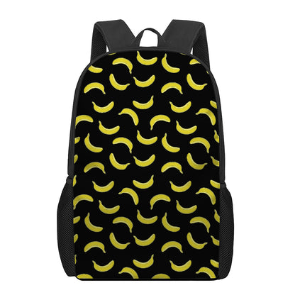 Black And Yellow Banana Pattern Print 17 Inch Backpack
