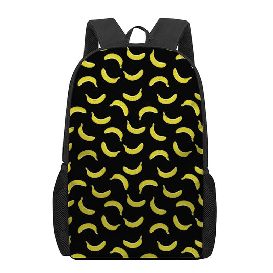 Black And Yellow Banana Pattern Print 17 Inch Backpack
