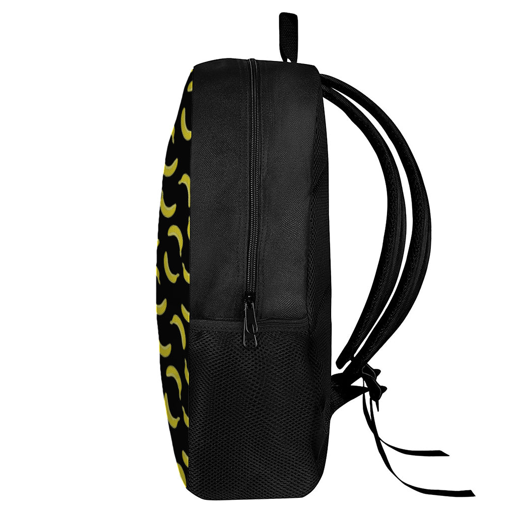 Black And Yellow Banana Pattern Print 17 Inch Backpack