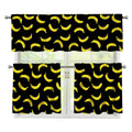 Black And Yellow Banana Pattern Print 3 Piece Kitchen Curtains