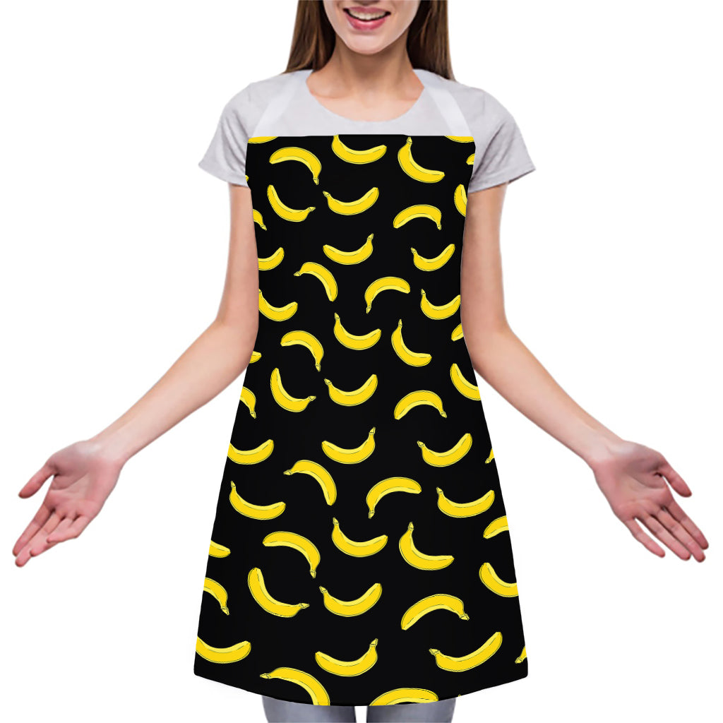 Black And Yellow Banana Pattern Print Adjustable Apron