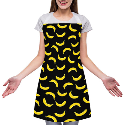 Black And Yellow Banana Pattern Print Adjustable Apron