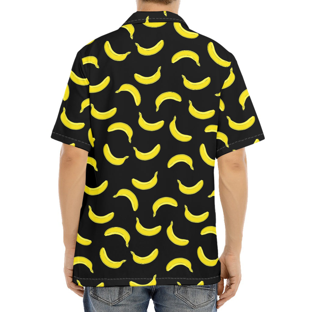 Black And Yellow Banana Pattern Print Aloha Shirt