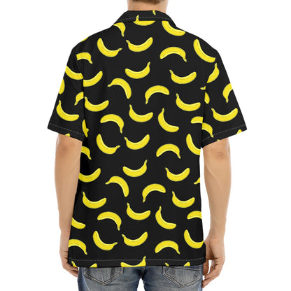 Black And Yellow Banana Pattern Print Aloha Shirt
