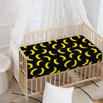 Black And Yellow Banana Pattern Print Baby Crib Sheet