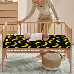 Black And Yellow Banana Pattern Print Baby Crib Sheet