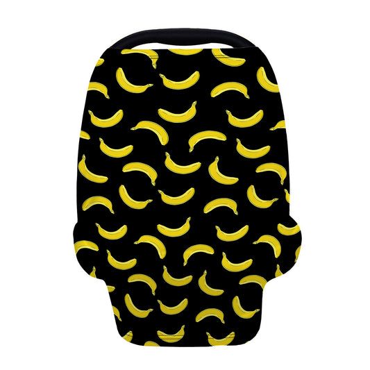Black And Yellow Banana Pattern Print Baby Seat Cover