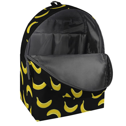 Black And Yellow Banana Pattern Print Backpack