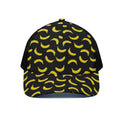 Black And Yellow Banana Pattern Print Black Mesh Trucker Hat