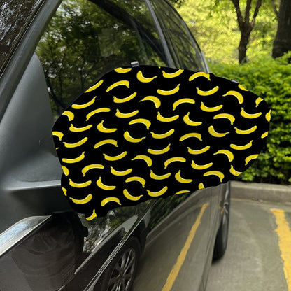 Black And Yellow Banana Pattern Print Car Side Mirror Covers