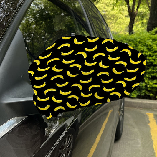 Black And Yellow Banana Pattern Print Car Side Mirror Covers