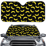 Black And Yellow Banana Pattern Print Car Windshield Sun Shade