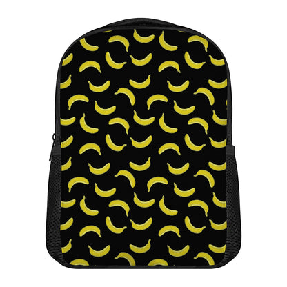 Black And Yellow Banana Pattern Print Casual Backpack