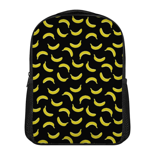Black And Yellow Banana Pattern Print Casual Backpack