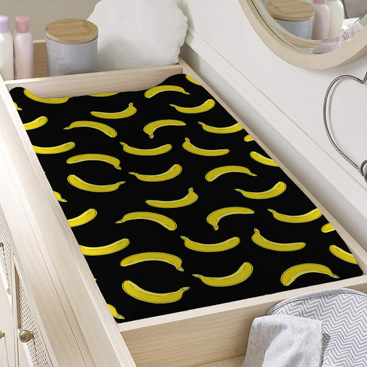Black And Yellow Banana Pattern Print Changing Pad Cover