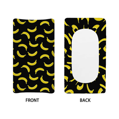 Black And Yellow Banana Pattern Print Changing Pad Cover
