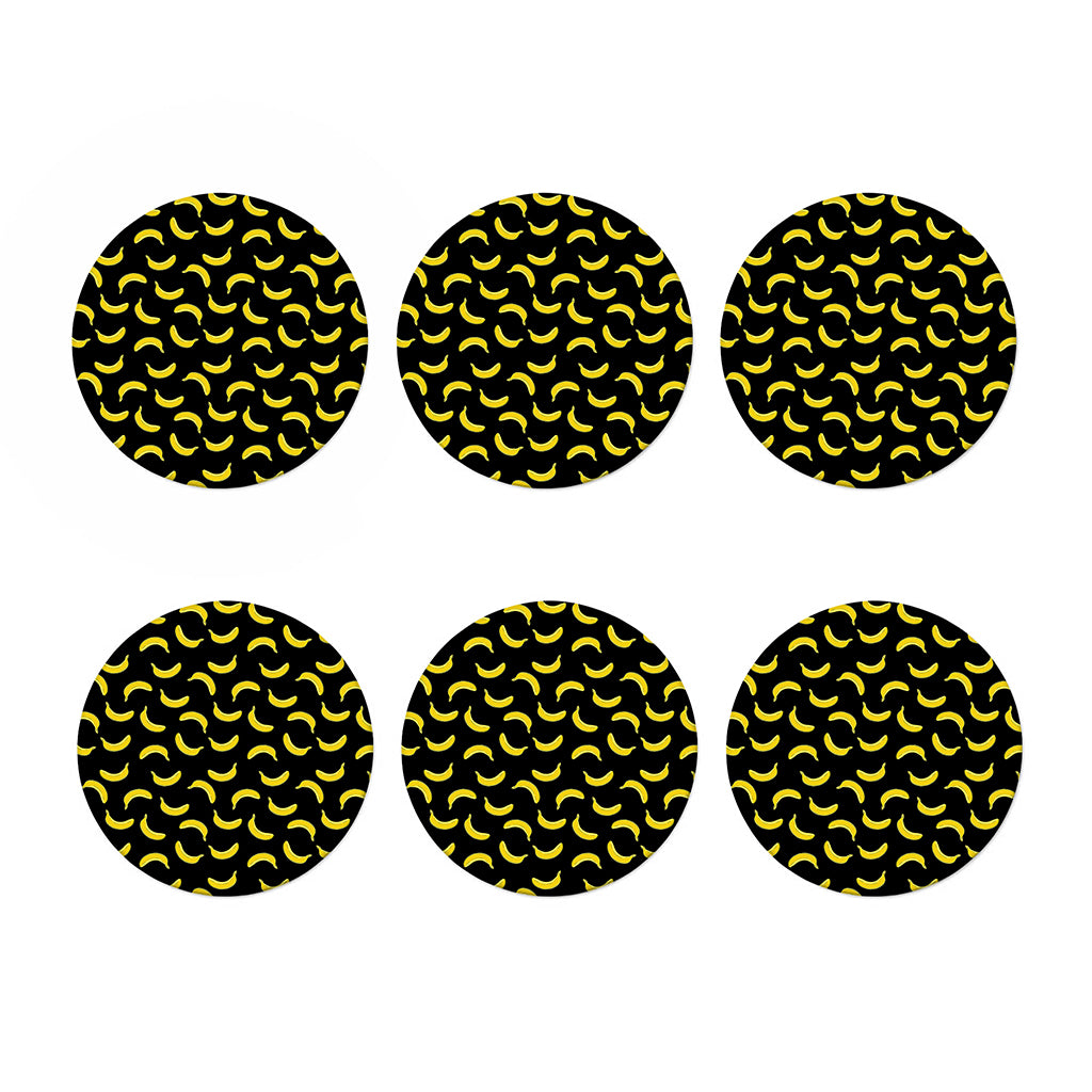 Black And Yellow Banana Pattern Print Coaster Set