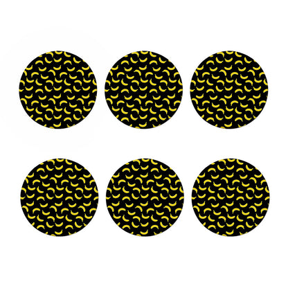 Black And Yellow Banana Pattern Print Coaster Set