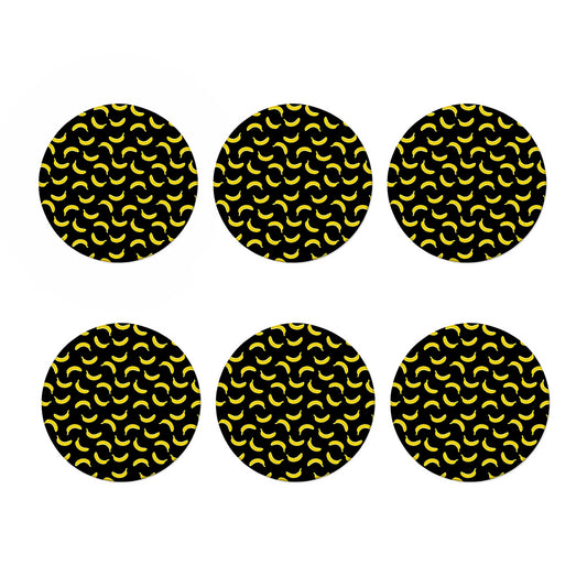 Black And Yellow Banana Pattern Print Coaster Set