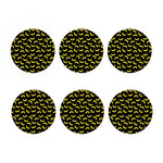 Black And Yellow Banana Pattern Print Coaster Set