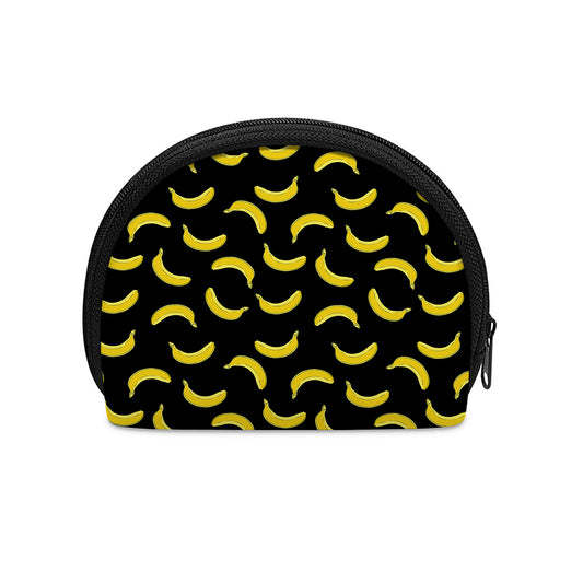 Black And Yellow Banana Pattern Print Coin Purse
