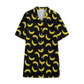 Black And Yellow Banana Pattern Print Cotton Hawaiian Shirt