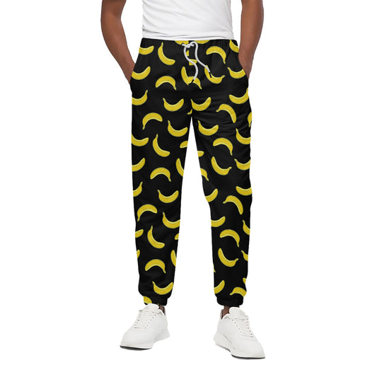 Black And Yellow Banana Pattern Print Cotton Pants
