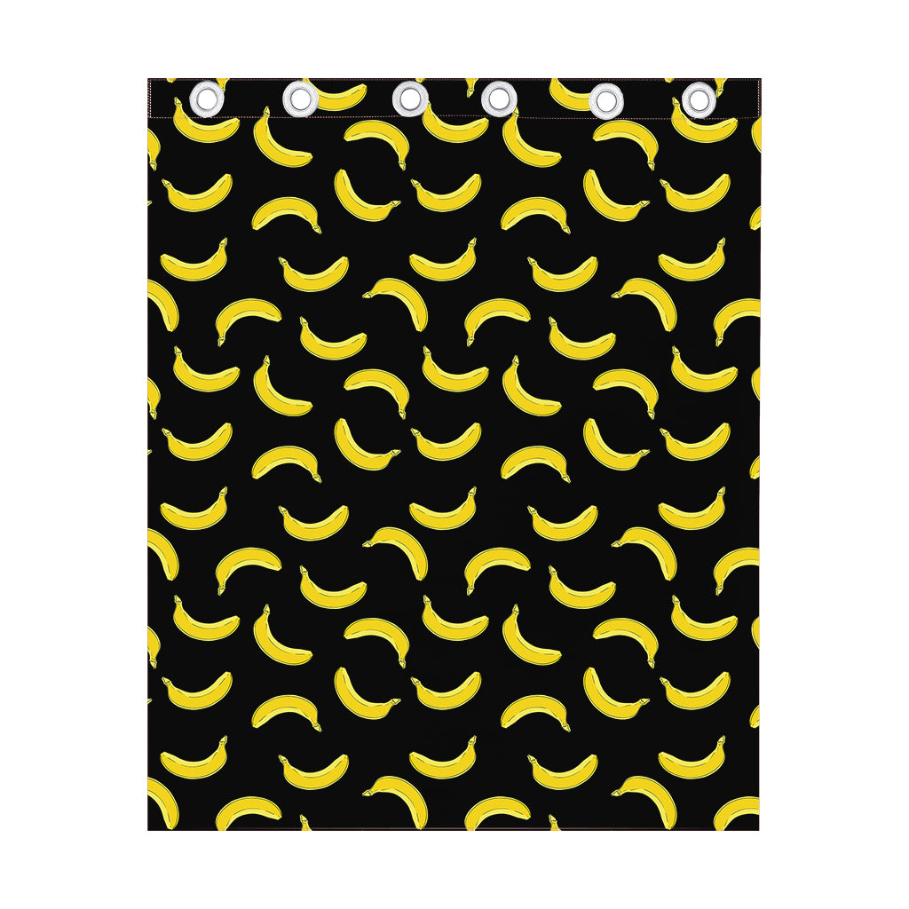 Black And Yellow Banana Pattern Print Curtain