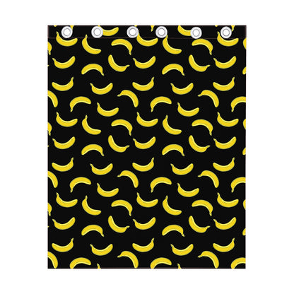 Black And Yellow Banana Pattern Print Curtain