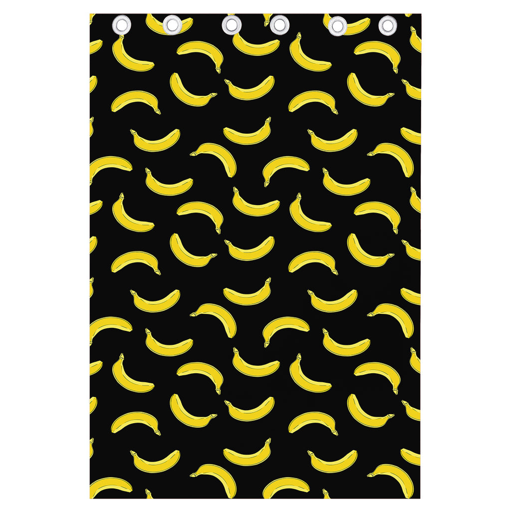 Black And Yellow Banana Pattern Print Curtain