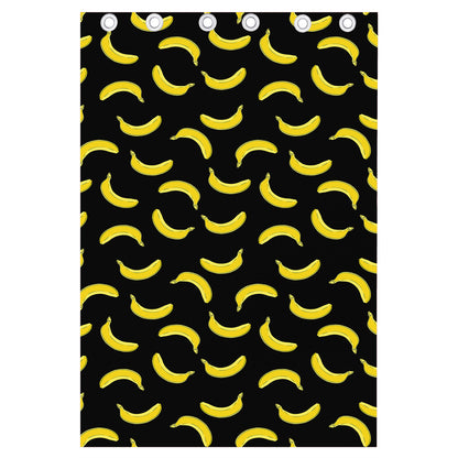Black And Yellow Banana Pattern Print Curtain