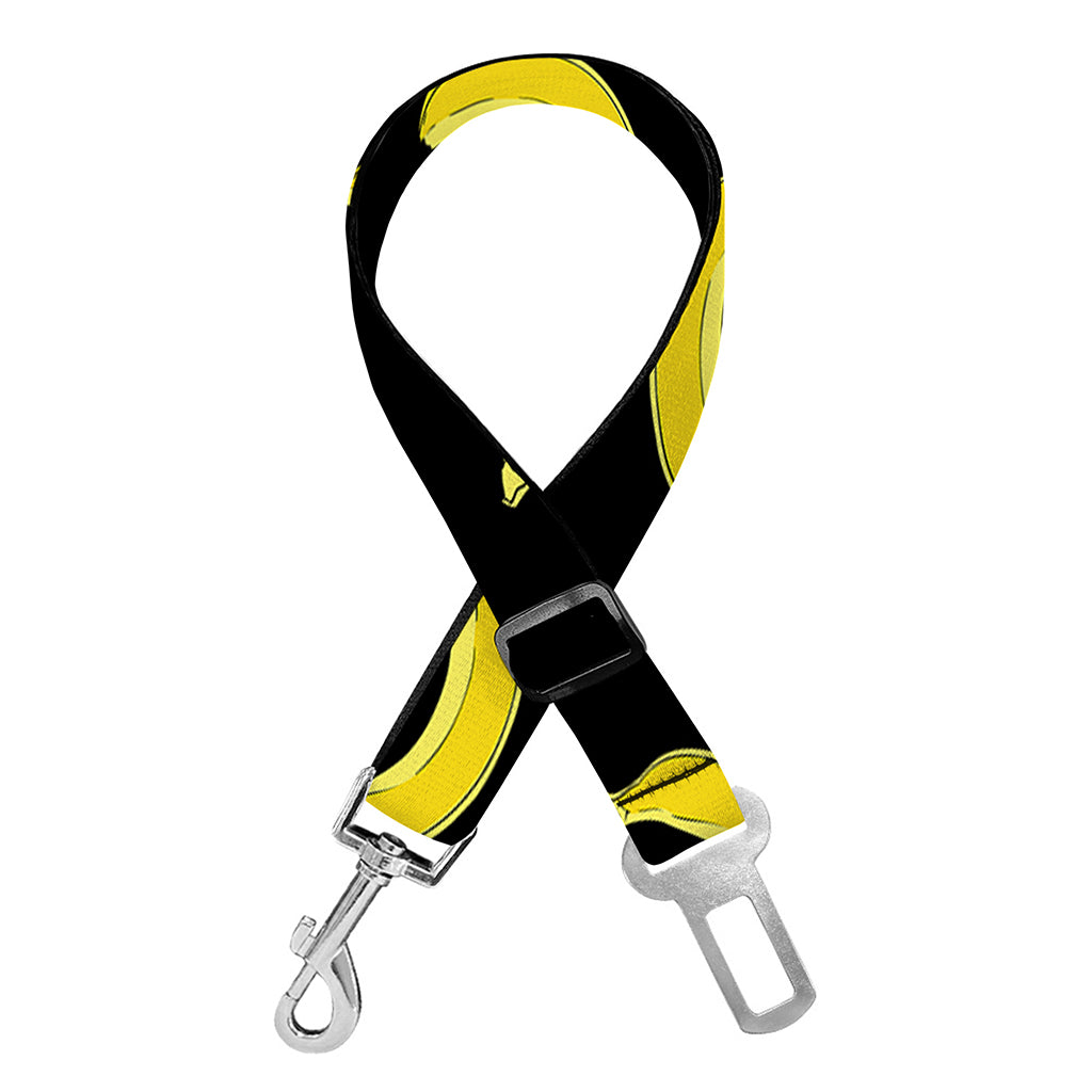 Black And Yellow Banana Pattern Print Dog Seat Belt