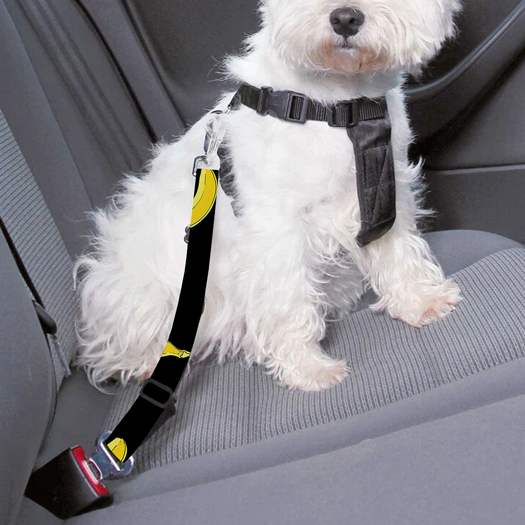Black And Yellow Banana Pattern Print Dog Seat Belt