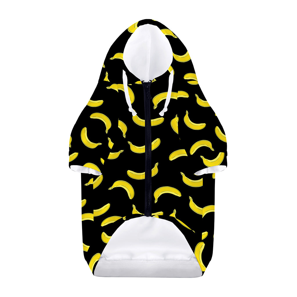 Black And Yellow Banana Pattern Print Dog Zip Up Hoodie