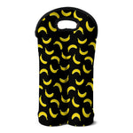 Black And Yellow Banana Pattern Print Double Neoprene Wine Tote
