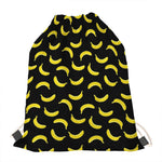 Black And Yellow Banana Pattern Print Drawstring Bag