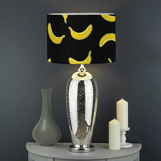 Black And Yellow Banana Pattern Print Drum Lamp Shade