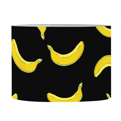 Black And Yellow Banana Pattern Print Drum Lamp Shade