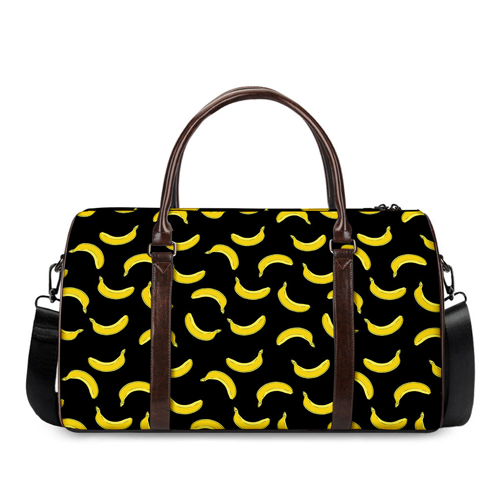 Black And Yellow Banana Pattern Print Duffle Bag