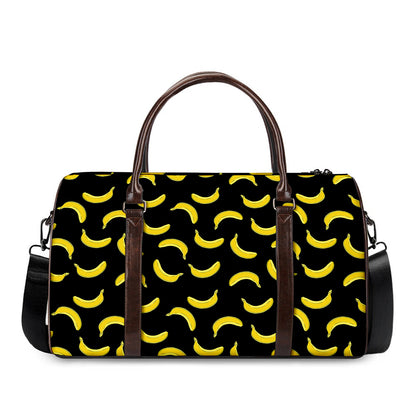 Black And Yellow Banana Pattern Print Duffle Bag