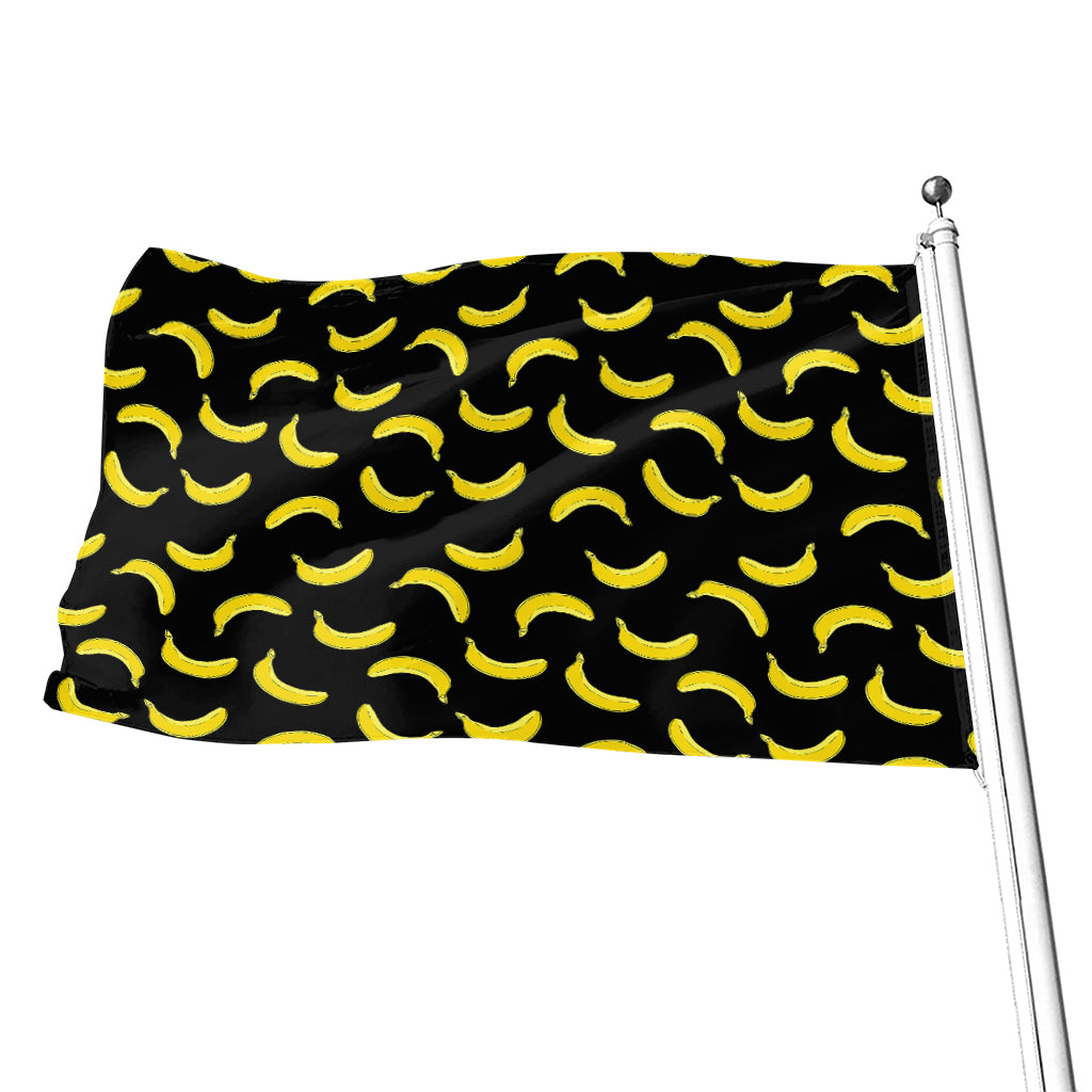 Black And Yellow Banana Pattern Print Flag