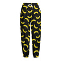 Black And Yellow Banana Pattern Print Fleece Lined Knit Pants