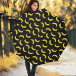 Black And Yellow Banana Pattern Print Foldable Umbrella