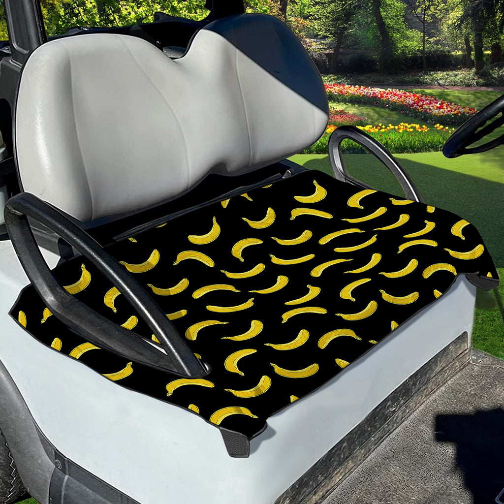 Black And Yellow Banana Pattern Print Golf Cart Seat Cover