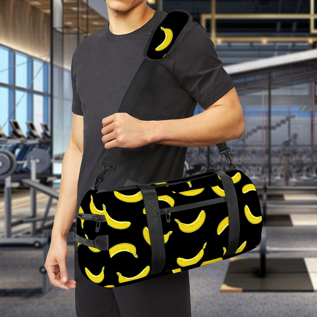 Black And Yellow Banana Pattern Print Gym Bag