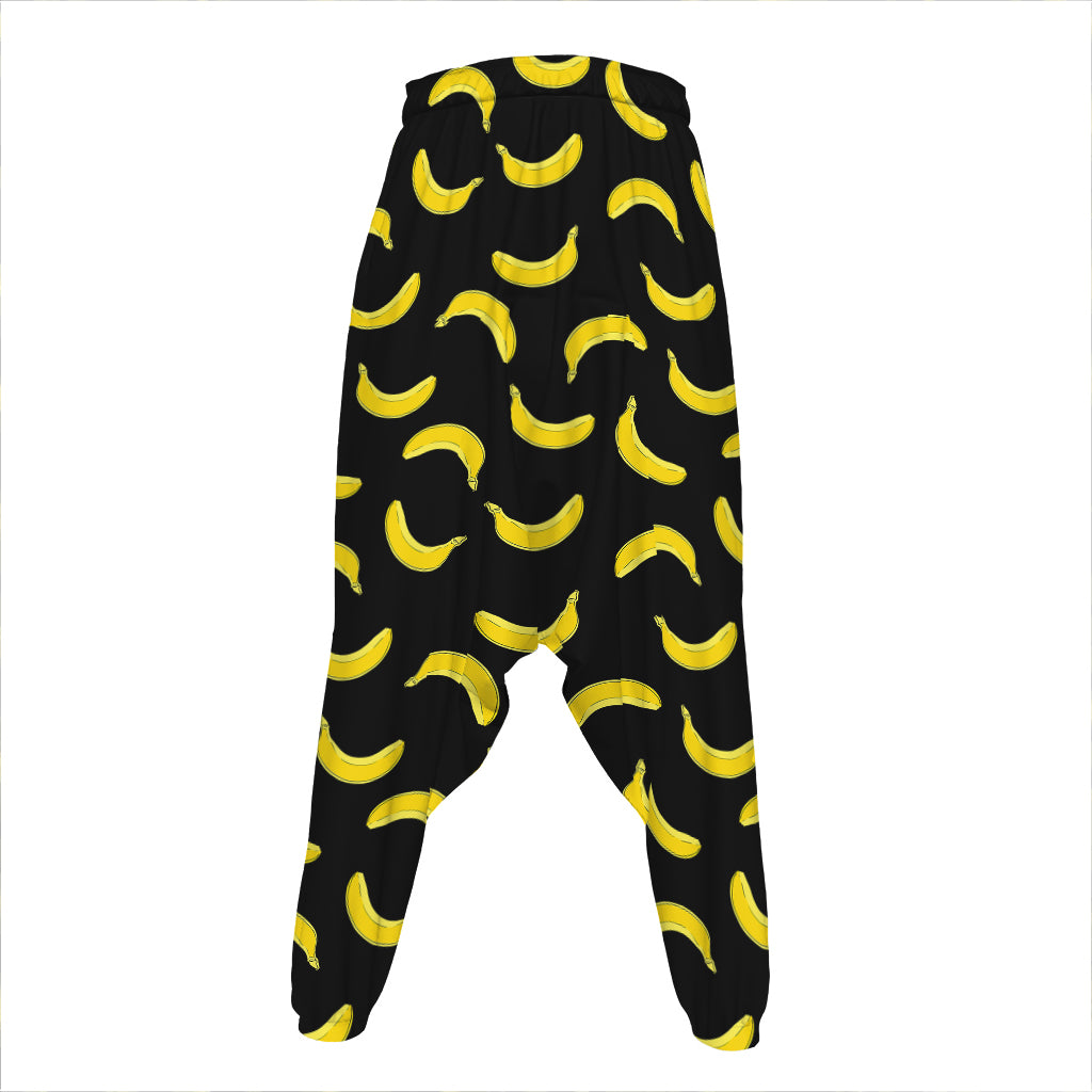 Black And Yellow Banana Pattern Print Hammer Pants