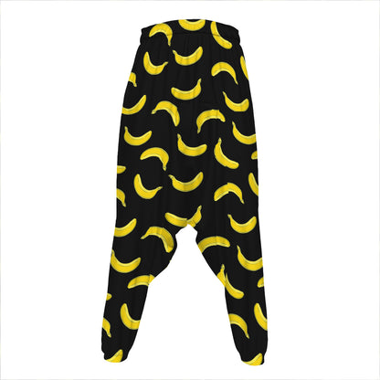 Black And Yellow Banana Pattern Print Hammer Pants