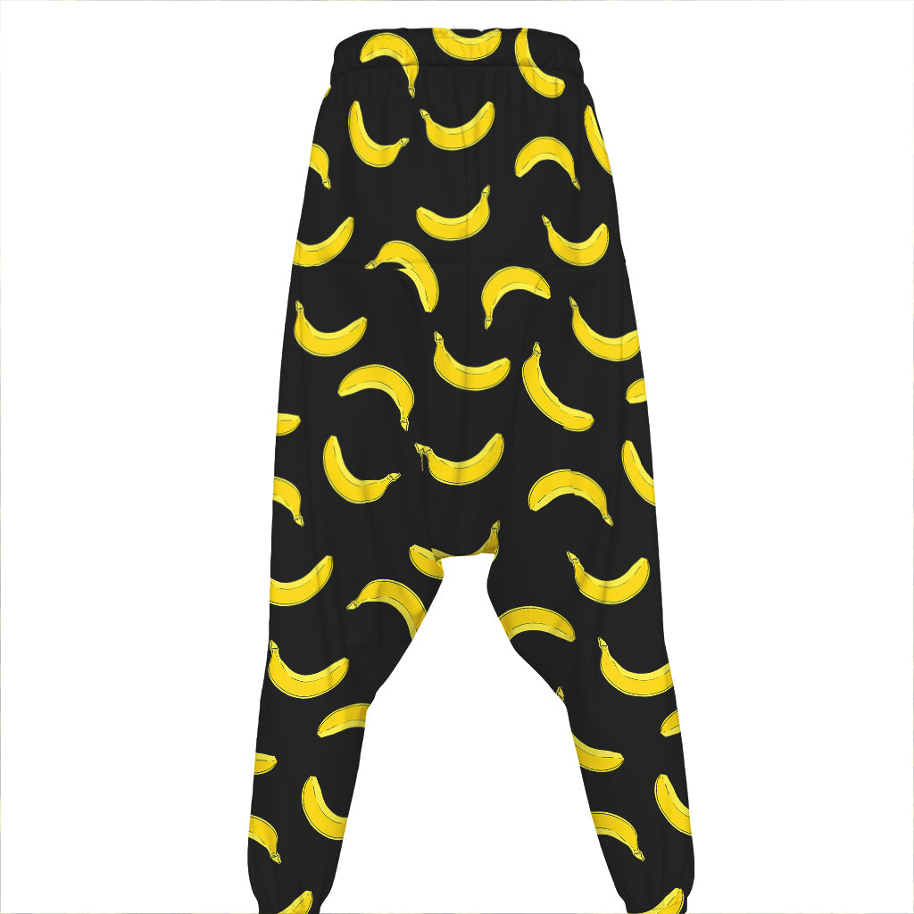 Black And Yellow Banana Pattern Print Hammer Pants